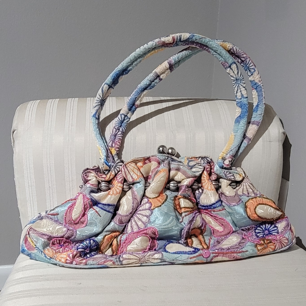 Abstract Multicolor Flowery Handbag